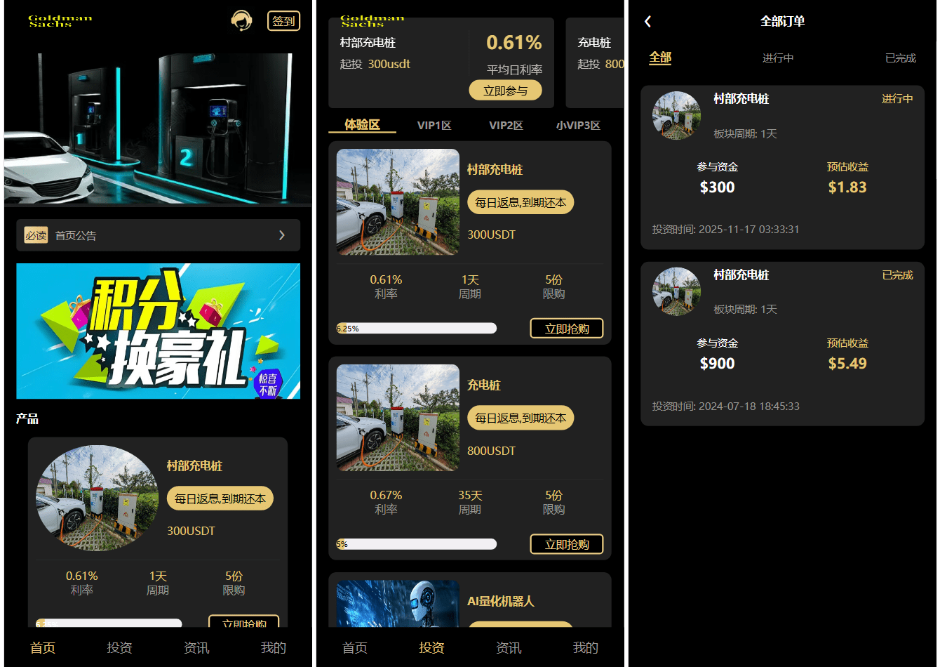 Fidelity充电桩投资理财系统源码-前端uniapp纯源码+后端PHP-七星源码