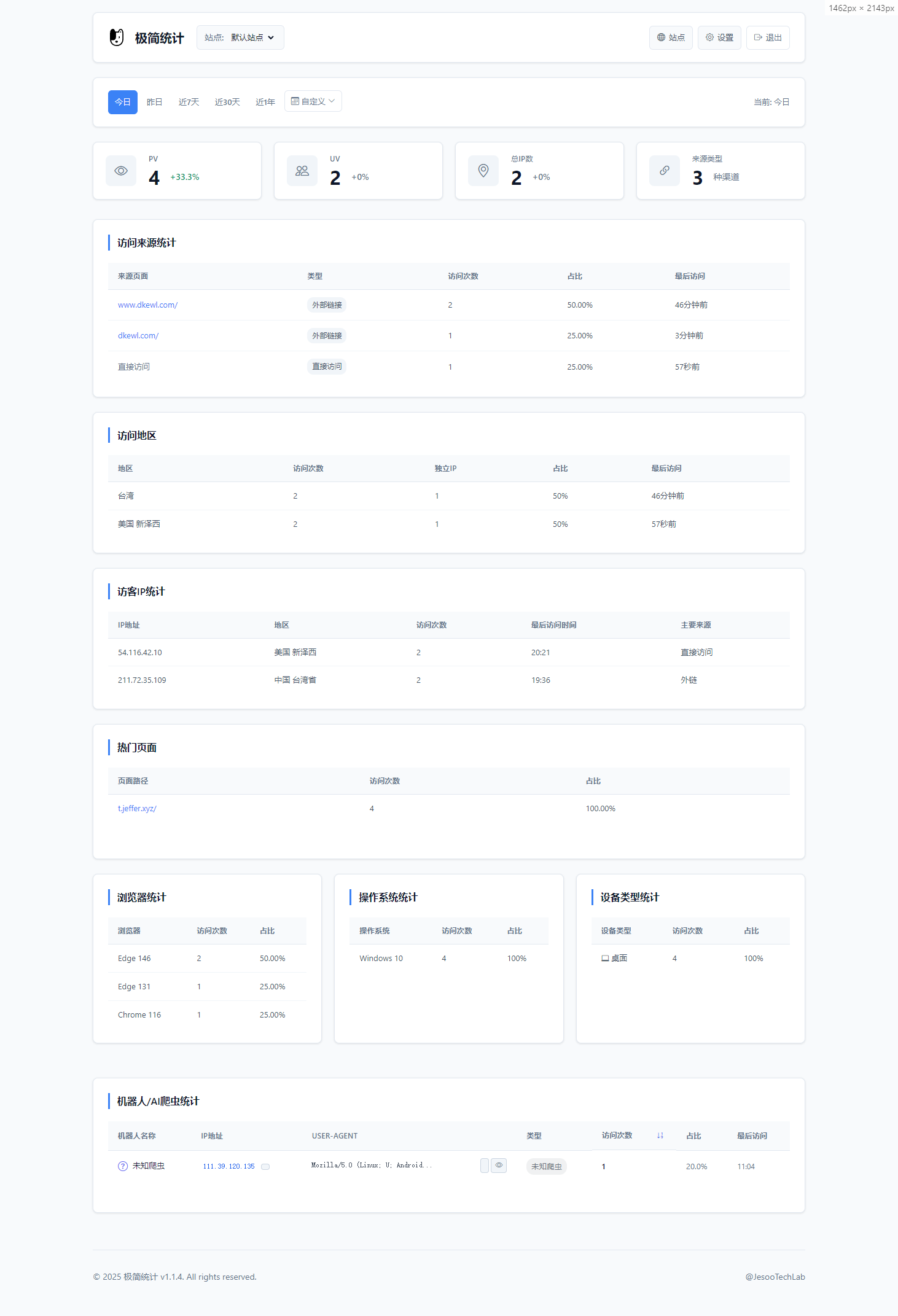 PHP网站统计系统源码 极简统计 支持本地部署-七星源码